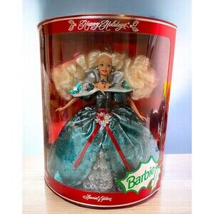Barbie Happy Holidays 1995 Special Edition Doll Green Christmas Dress NEW